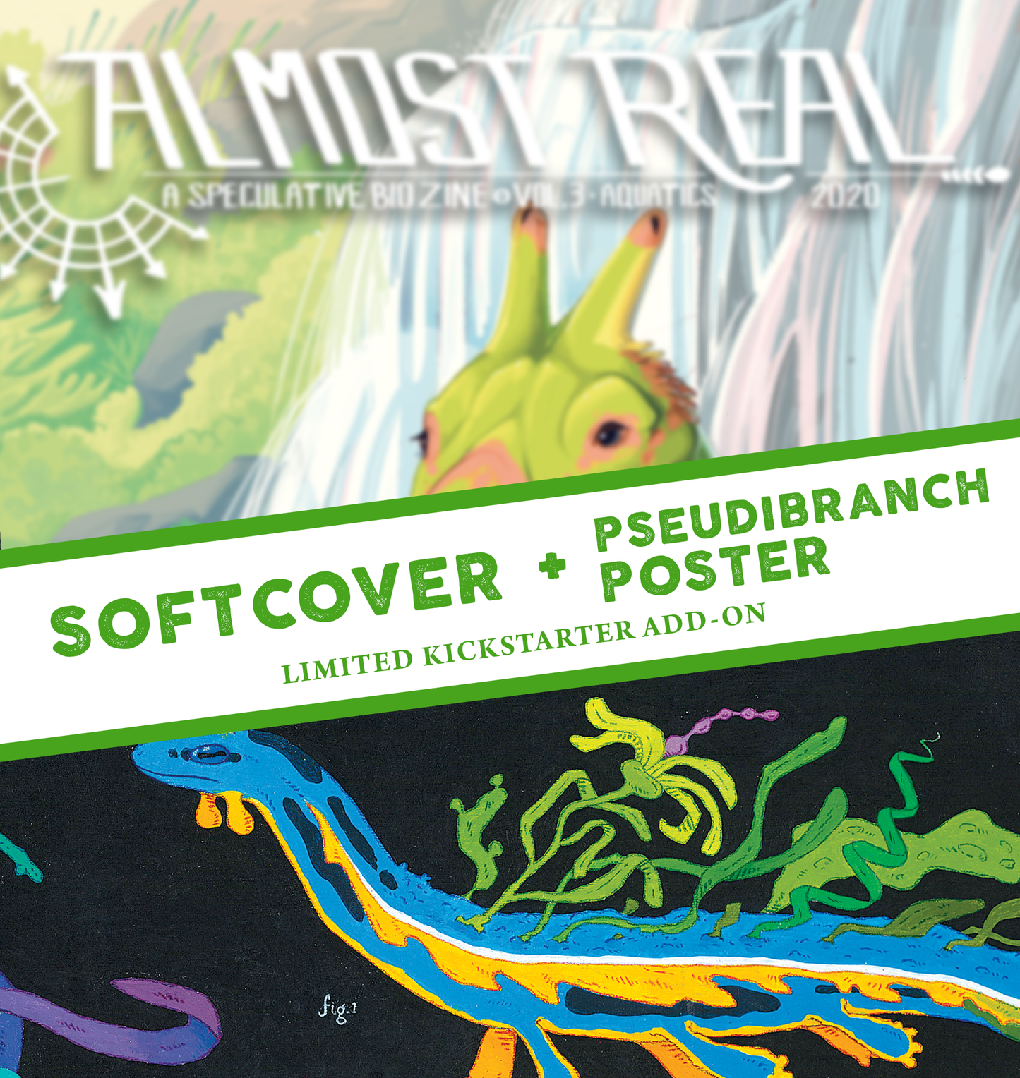 Almost Real: A Speculative Biology Zine (Vol 3 · AQUATICS) Softcover/Poster Bundle